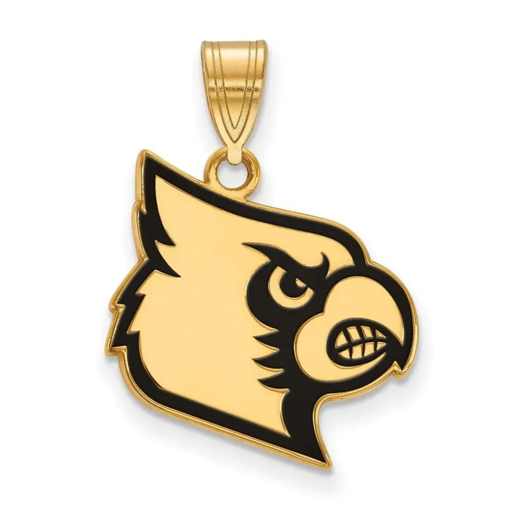 14K Gold Plated Sterling Silver U. of Louisville Large Enamel Pendant
